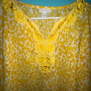 Charter Club Yellow Patterned Blouse